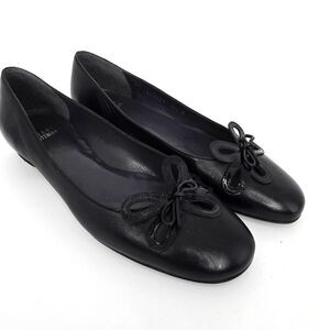 Stuart Weitzman black leather "bimbo" sequins design low heel size 7.5‎ Bw/box